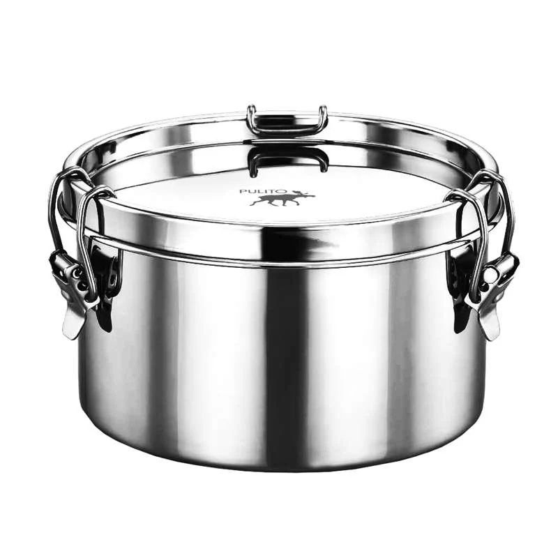 Pulito PureLunchBox Cutie pentru prânz - Chromed inoxidabil - Etanș - Rotund