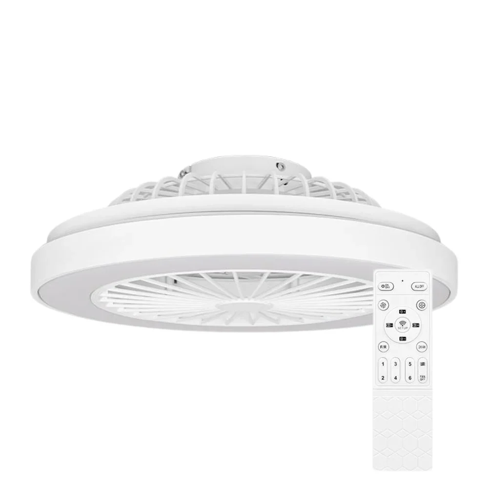 Plafoniera LED KLEO 36W+15W CCT cu Ventilator si Telecomanda, Alb