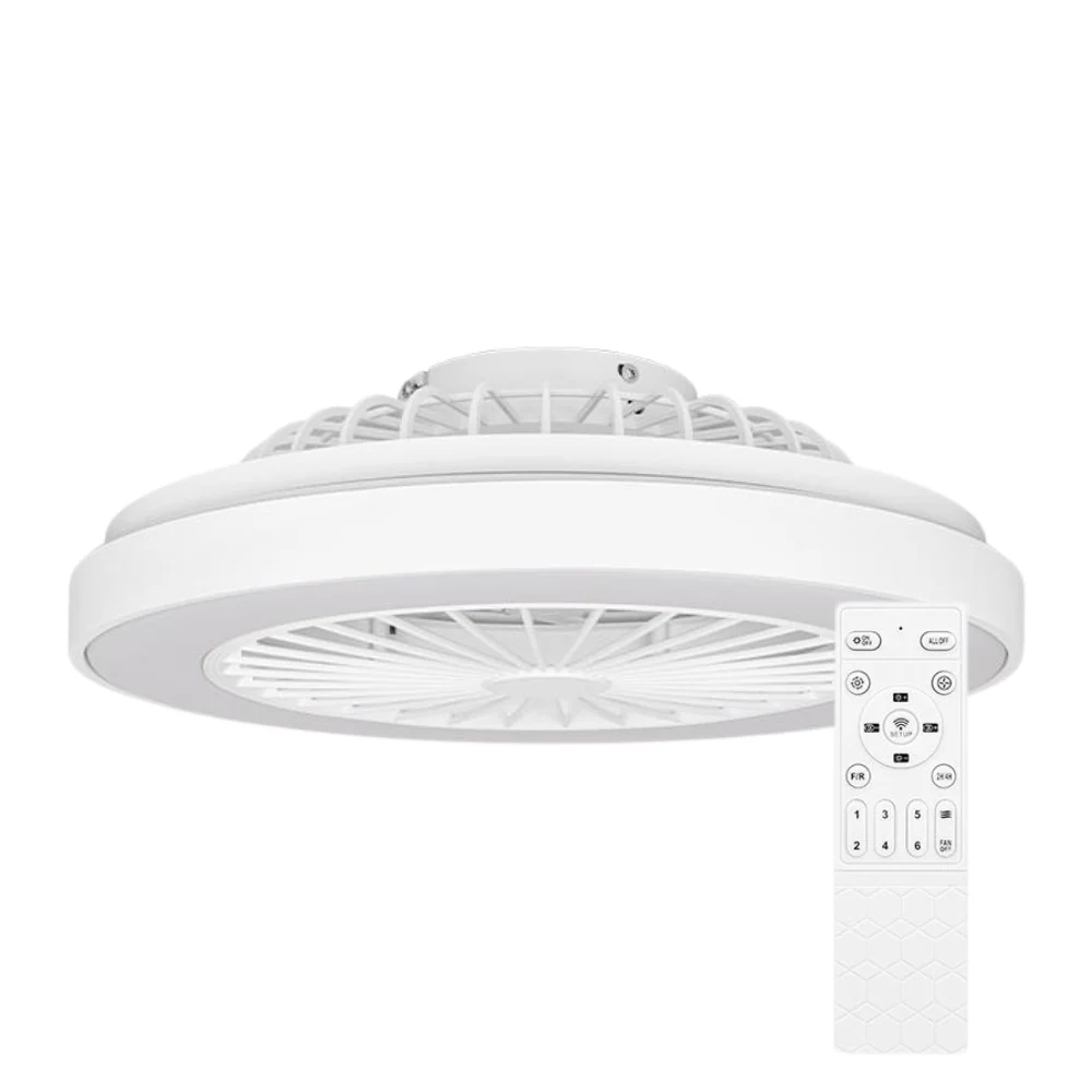 Plafoniera LED KLEO 36W+15W CCT cu Ventilator si Telecomanda, Alb