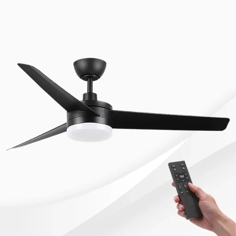 Ventilator de tavan cu lustra LED 58W Corve, 6 viteze, timer, negru