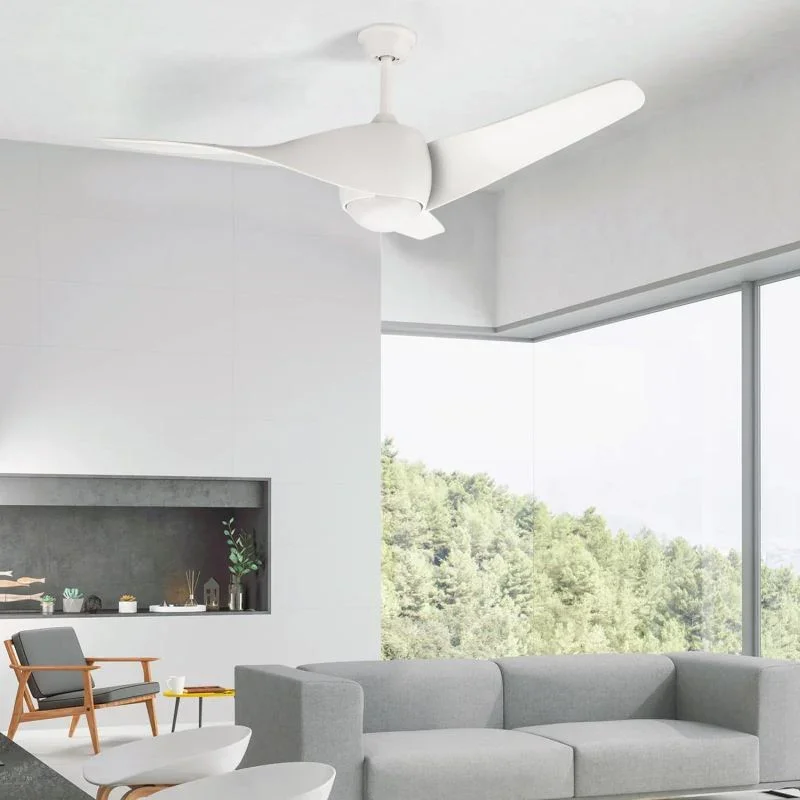 Ventilator tavan cu lustra LED CCT Fanton 58W, 8 viteze, Silentios, alb