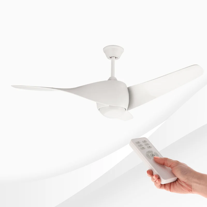 Ventilator tavan cu lustra LED CCT Fanton 58W, 8 viteze, Silentios, alb