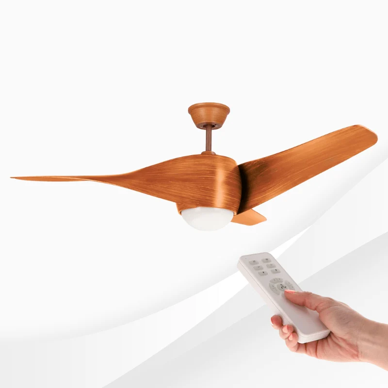 Ventilator tavan cu lustra LED CCT Fanton 58W, 8 viteze, Silentios, maro