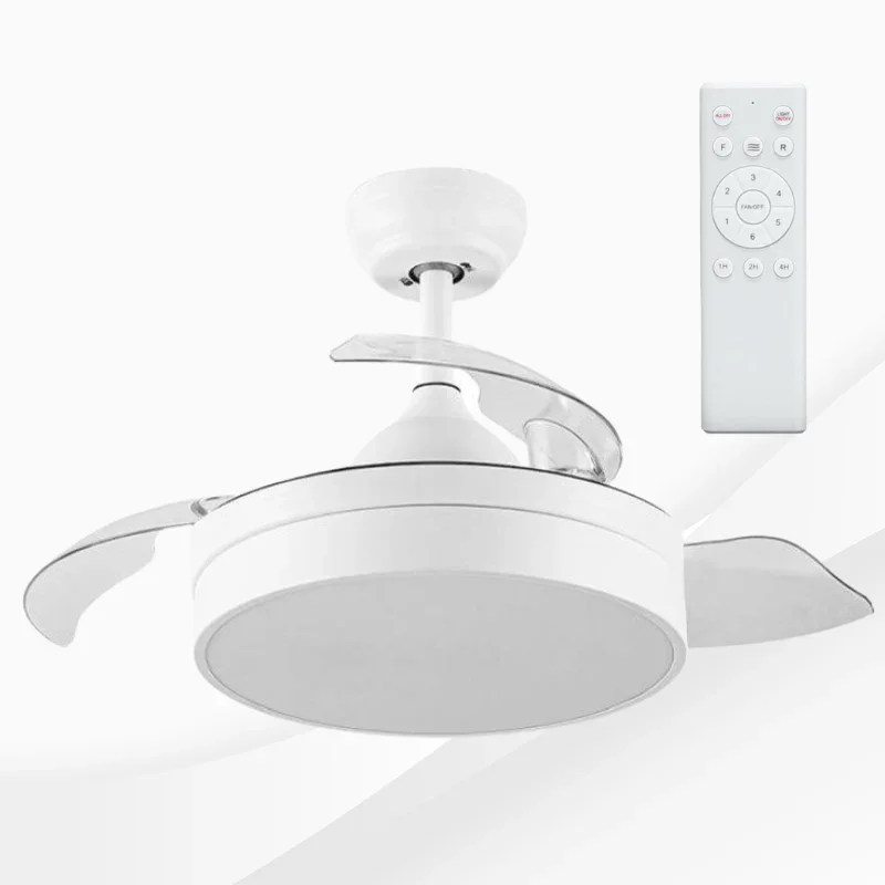 Ventilator de tavan cu lustra LED CCT Messe 72W, 6 trepte de viteza, alb