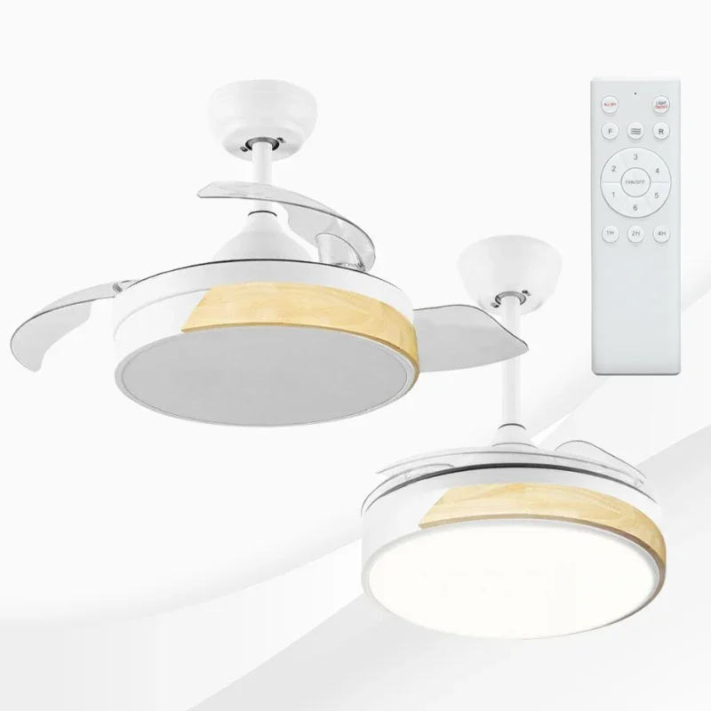 Ventilator de tavan cu lustra LED CCT Messe 72W, 6 trepte de viteza, lemn