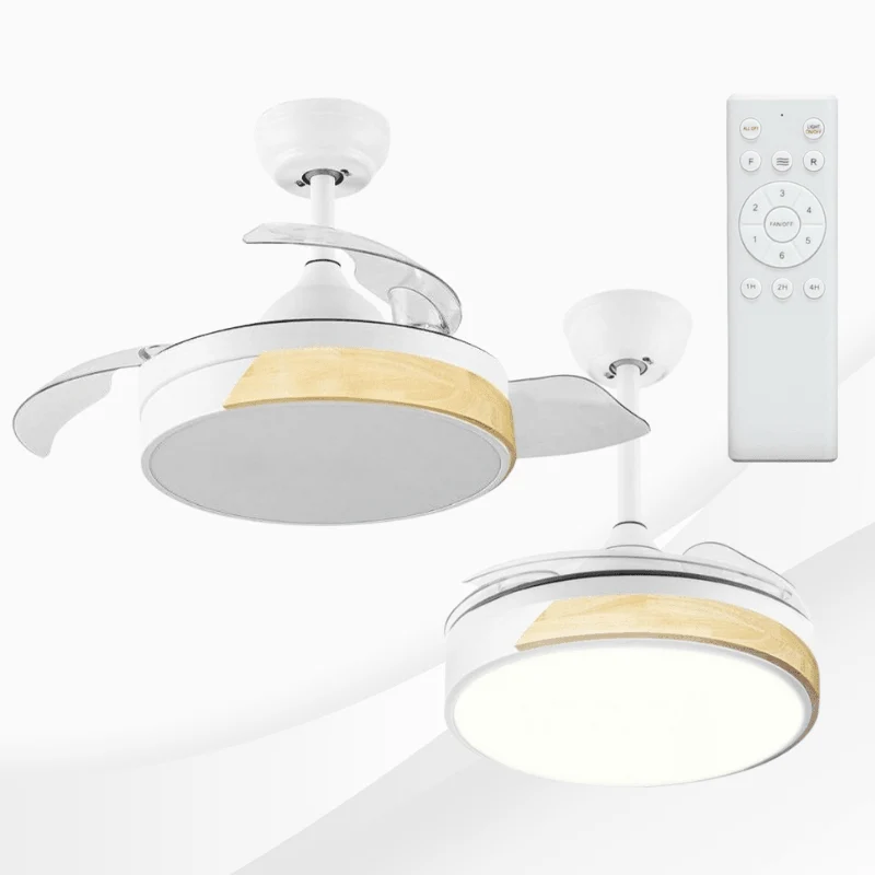 Ventilator de tavan cu lustra LED CCT Messe 72W, 6 trepte de viteza, lemn