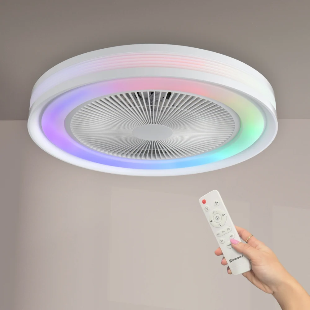 Ventilator De Tavan Cu Lustra LED CCT+RGB si Telecomanda, 6 Trepte De Viteza