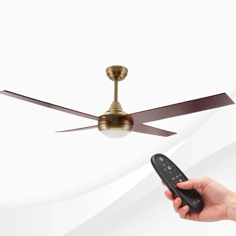 Ventilator tavan cu lustra LED Easymal 45W, 6 viteze, Silentios, Maro