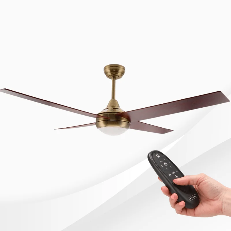 Ventilator tavan cu lustra LED Easymal 45W, 6 viteze, Silentios, Maro