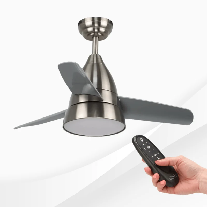 Ventilator tavan cu lustra LED Silence 54W, 6 viteze, Silentios, Nichel
