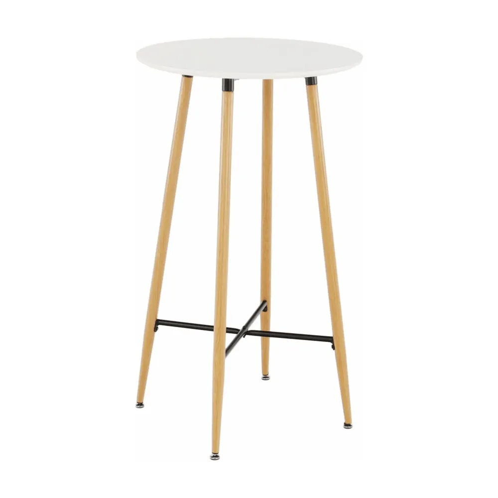 Masă de bar, alb/stejar, diametru 60 cm, IMAM