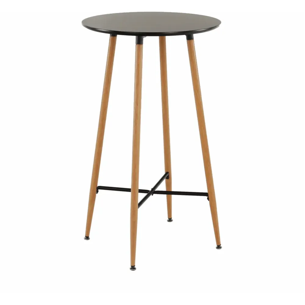 Masă de bar, negru/stejar, diametru 60 cm, IMAM