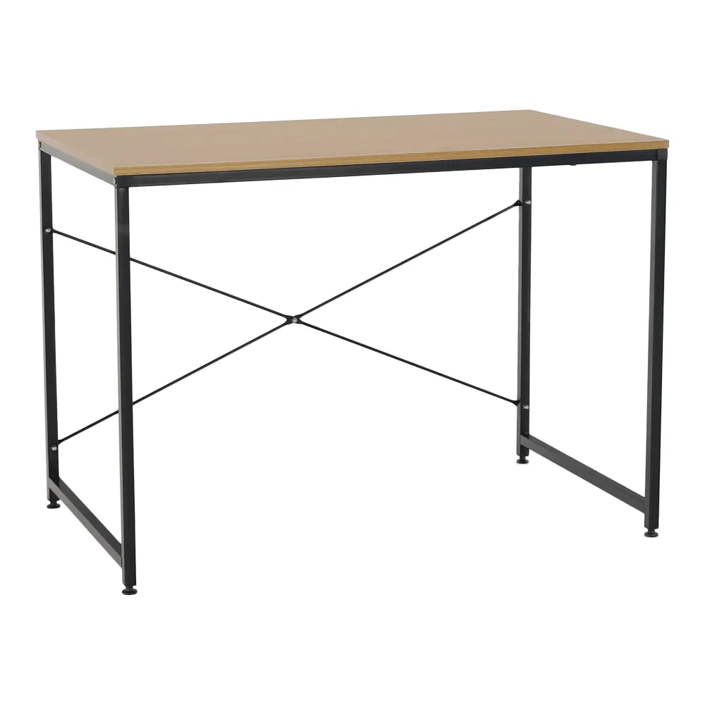 Masa birou MELLORA, stejar/negru, DTD/metal, 100x60x72 cm