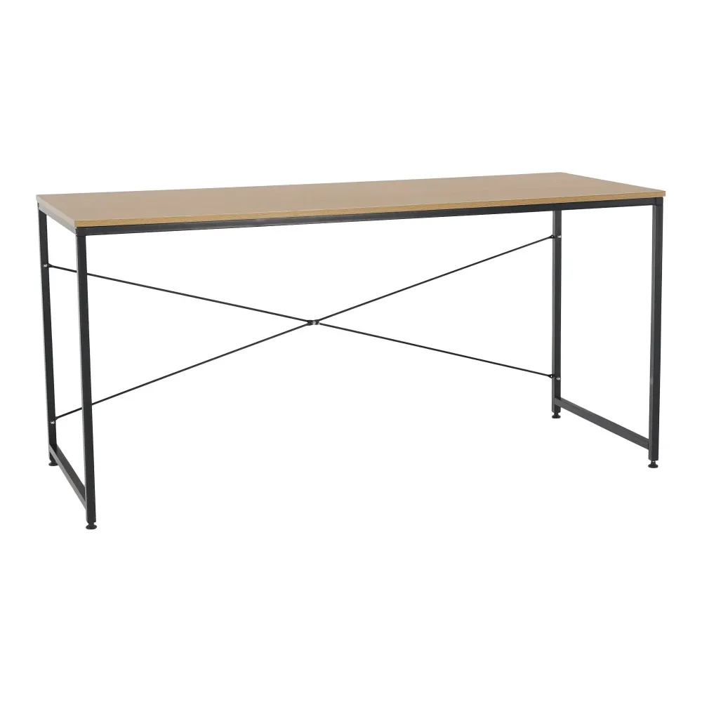 Masa birou MELLORA, stejar/negru, DTD/metal, 150x60x72 cm