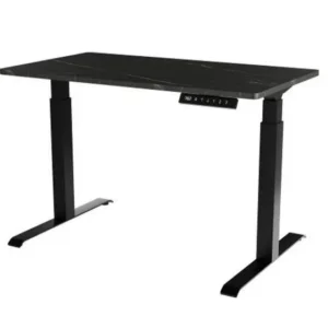 Masa birou MOON, negru cu imprimeu marmura, inaltime reglabila, 121x67x72-120 cm