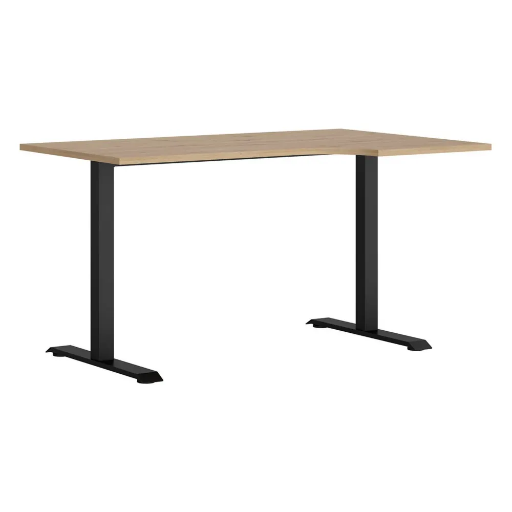 Masa birou SPACE OFFICE, stejar artisan/negru, PAL laminat/metal, pe dreapta, 140x90x76 cm