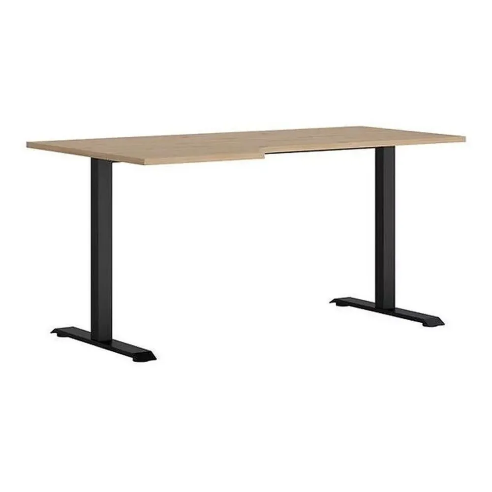 Masa birou SPACE OFFICE, stejar artisan/negru, PAL laminat/metal, pe stanga, 160x90x76 cm