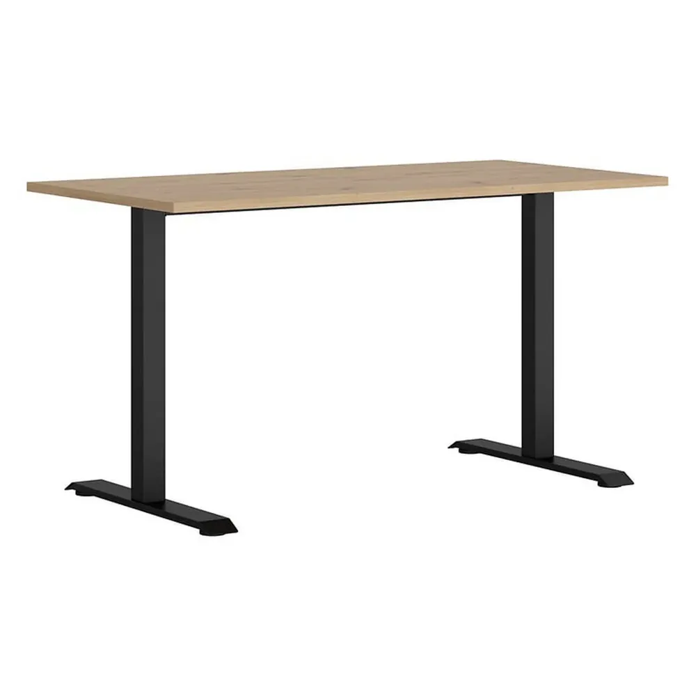 Masa birou SPACE OFFICE, stejar artisan/negru, PAL laminat/metal, 140x68x76 cm