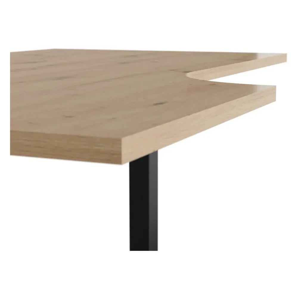 Masa birou SPACE OFFICE, stejar artisan/negru, PAL laminat/metal, pe stanga, 160x90x76 cm