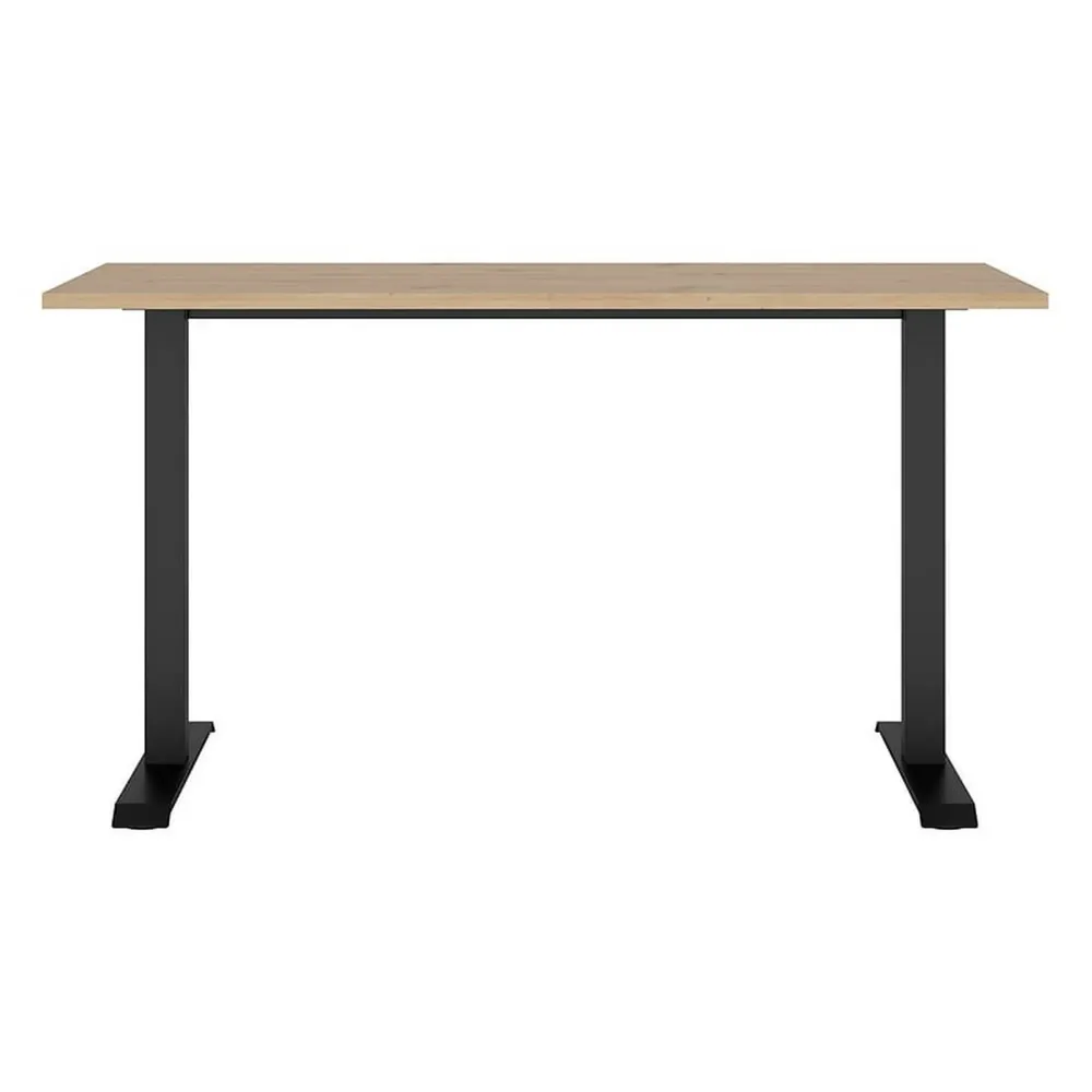Masa birou SPACE OFFICE, stejar artisan/negru, PAL laminat/metal, 140x68x76 cm
