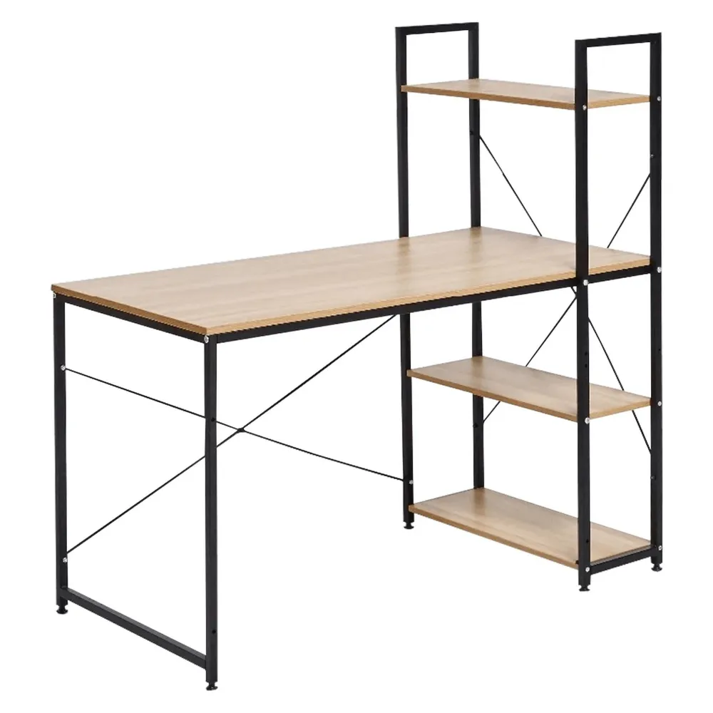 Masa birou VEINA, PAL laminat, stejar/negru, 120x60x72 / 122 cm