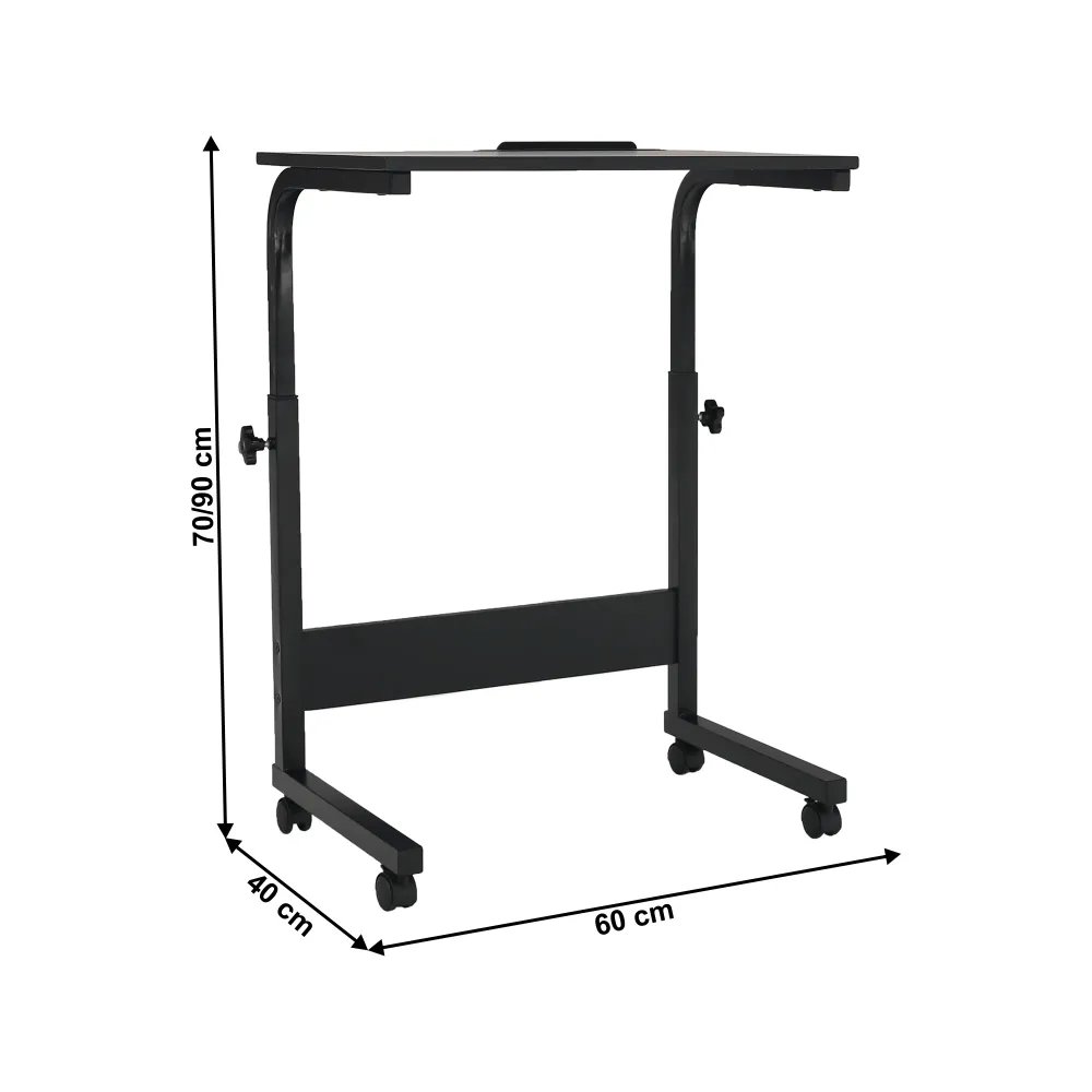 Masa birou WESTA, negru, metal, cu roti, 60x40x70/90 cm