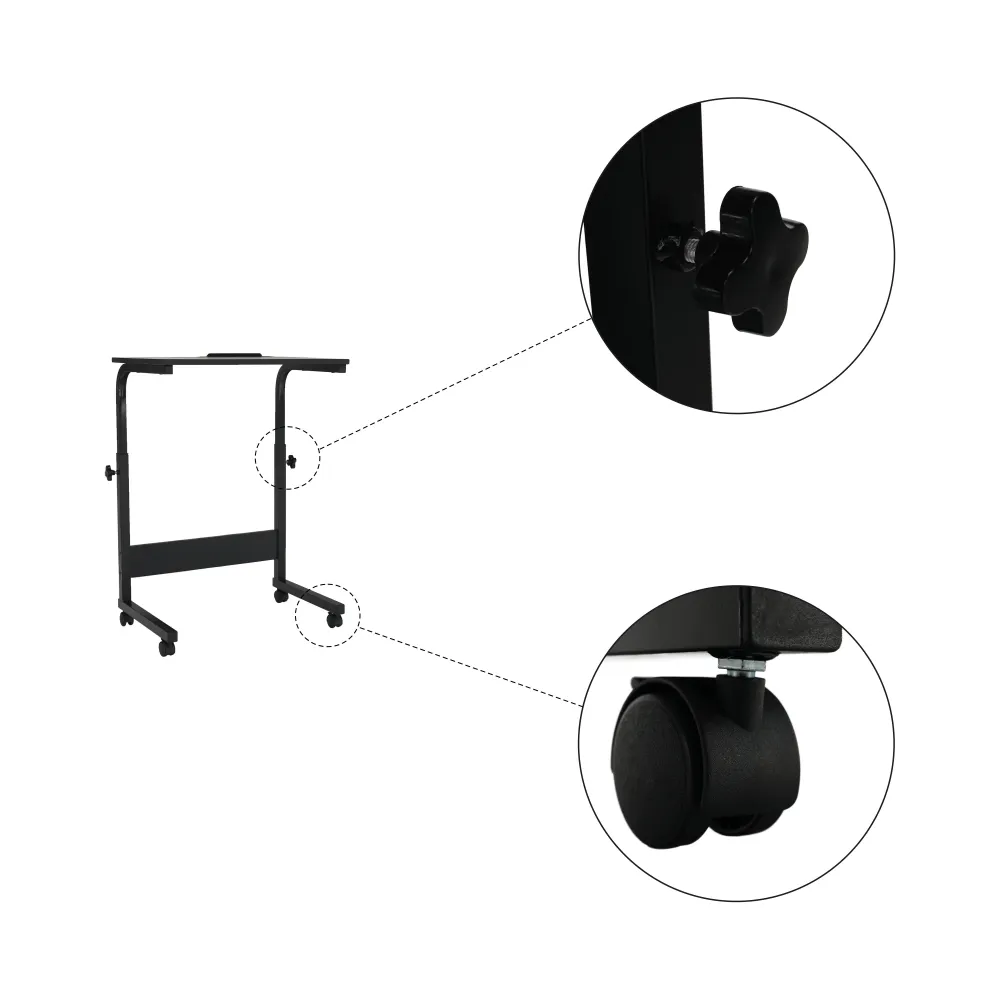 Masa birou WESTA, negru, metal, cu roti, 60x40x70/90 cm