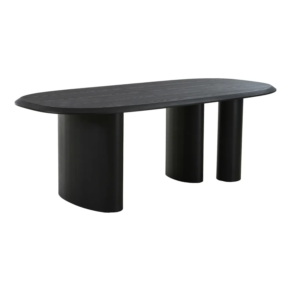 Masa de dining Tirano din furnir de frasin, negru 100x220x76 cm