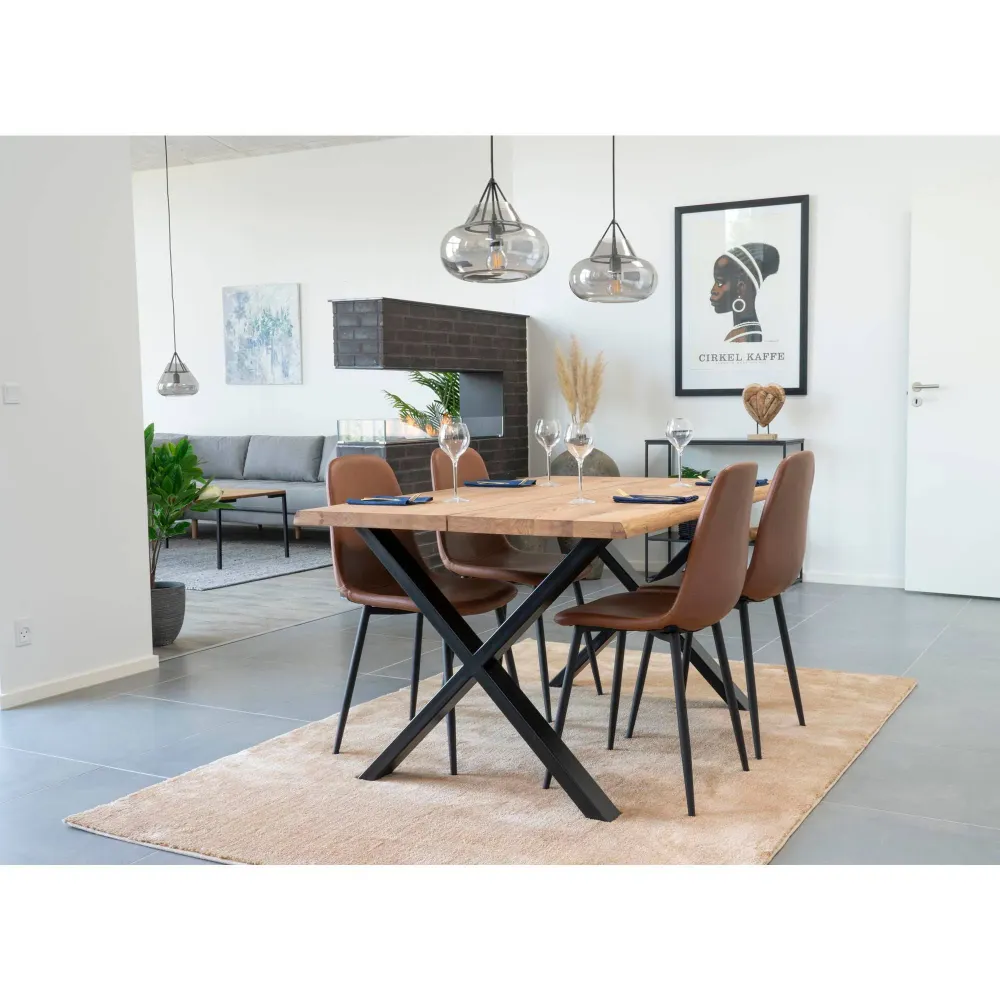 Toulon Masa de dining cu margine ondulata din stejar, natur, 95x140x75 cm