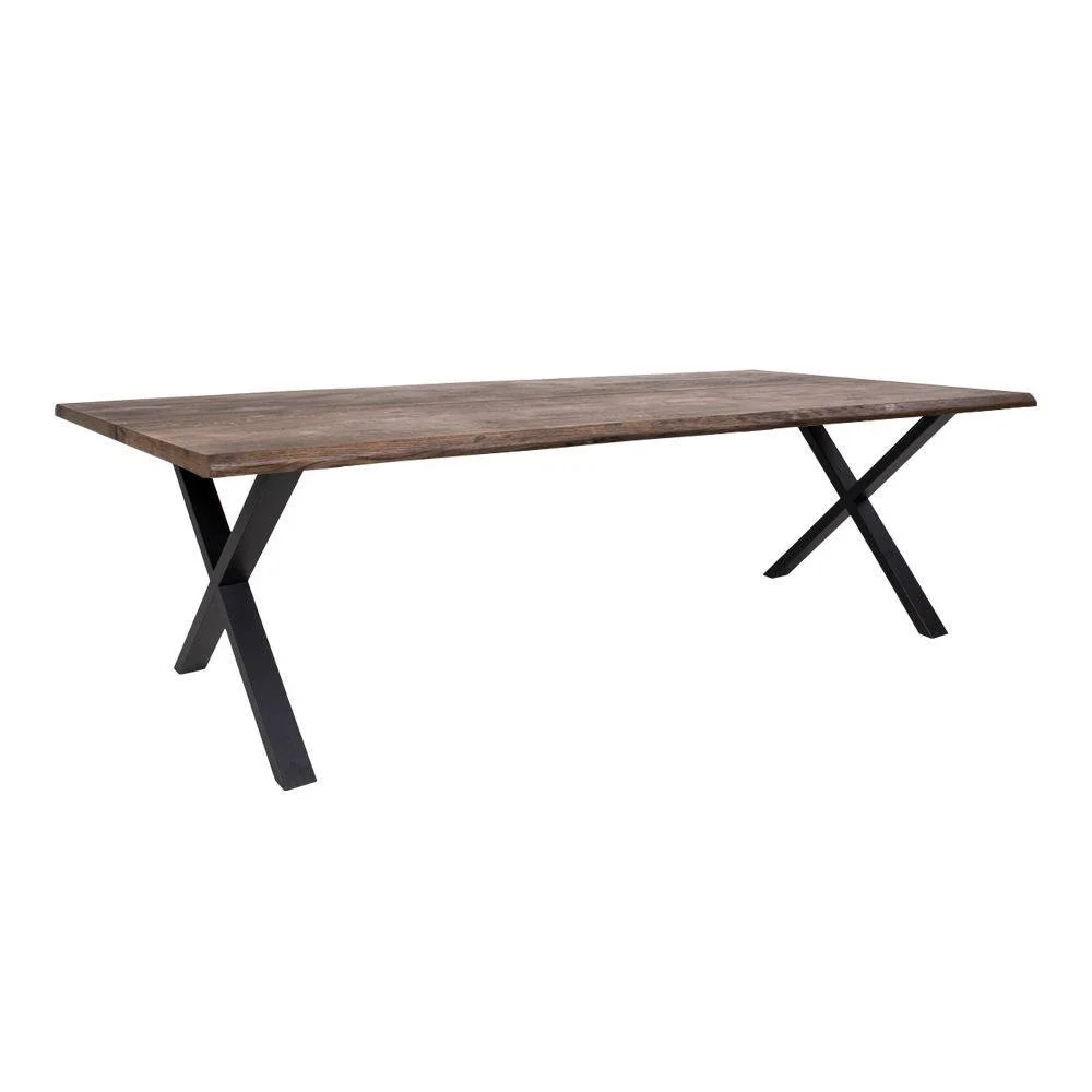 Toulon Masa de dining cu margine ondulata din stejar, smoked, 100x300x75 cm