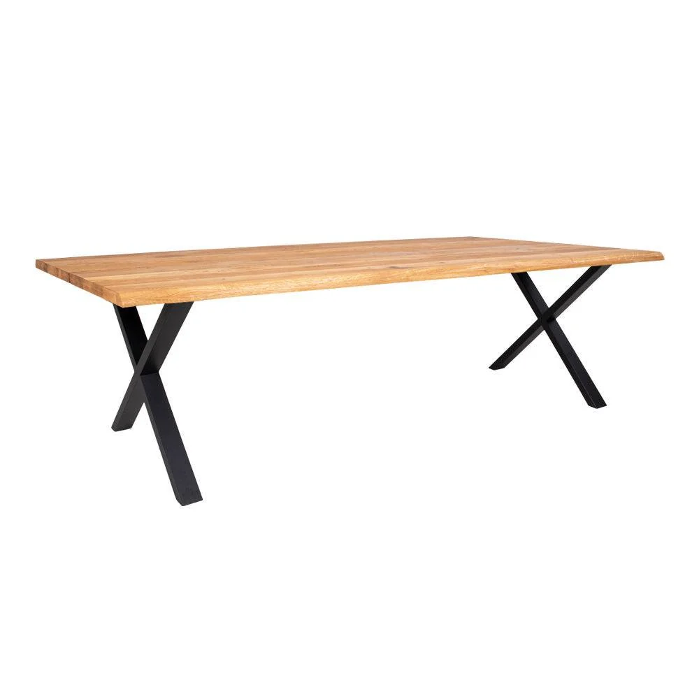 Toulon Masa de dining cu margine ondulata din stejar, natur, 100x300x75 cm