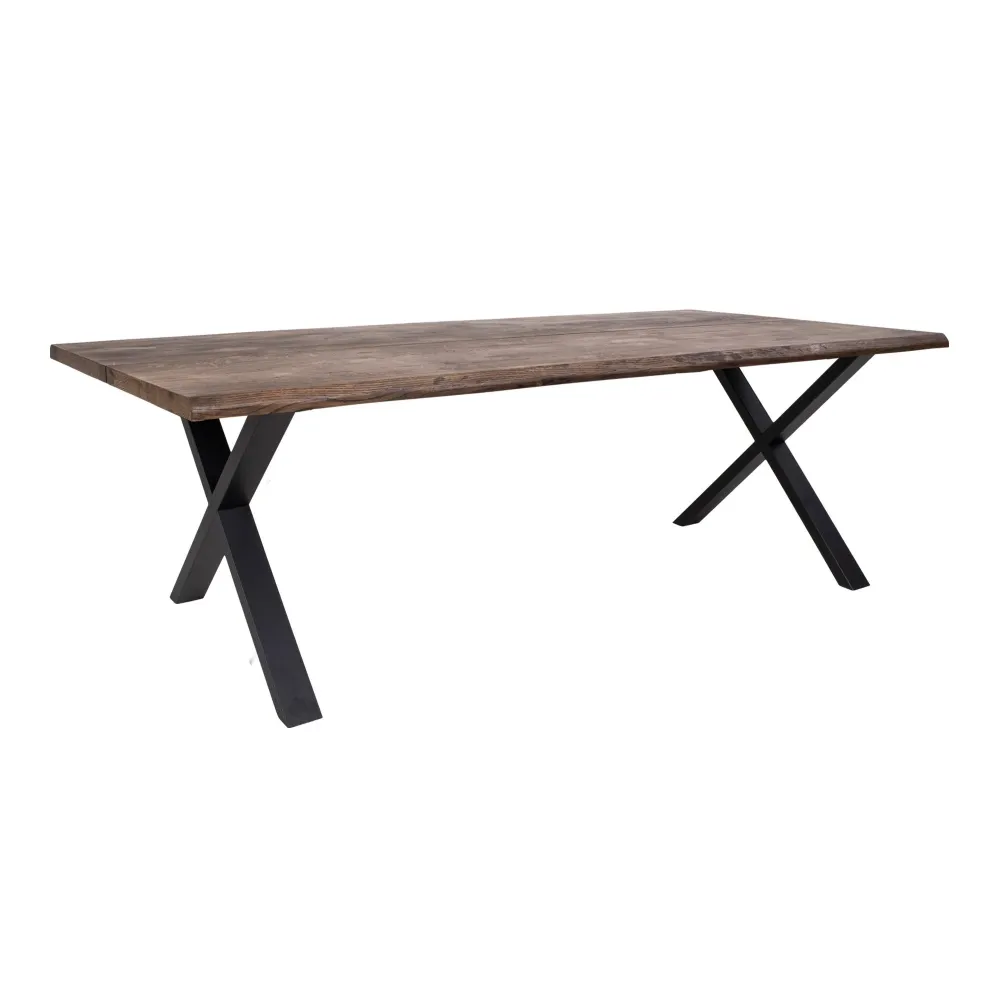 Toulon Masa de dining cu margine ondulata, din stejar, smoked 95x240x75 cm