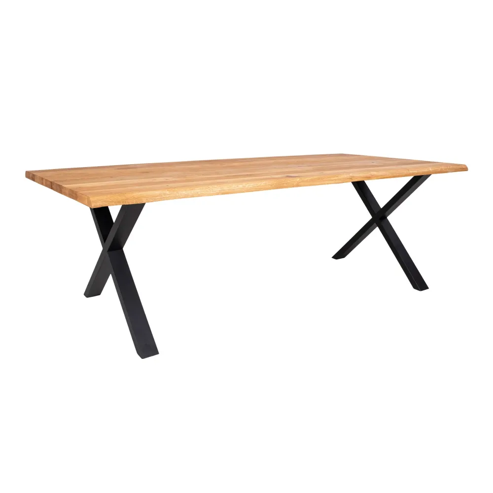 Toulon Masa de dining cu margine ondulata din stejar, natur, 95x240x75 cm