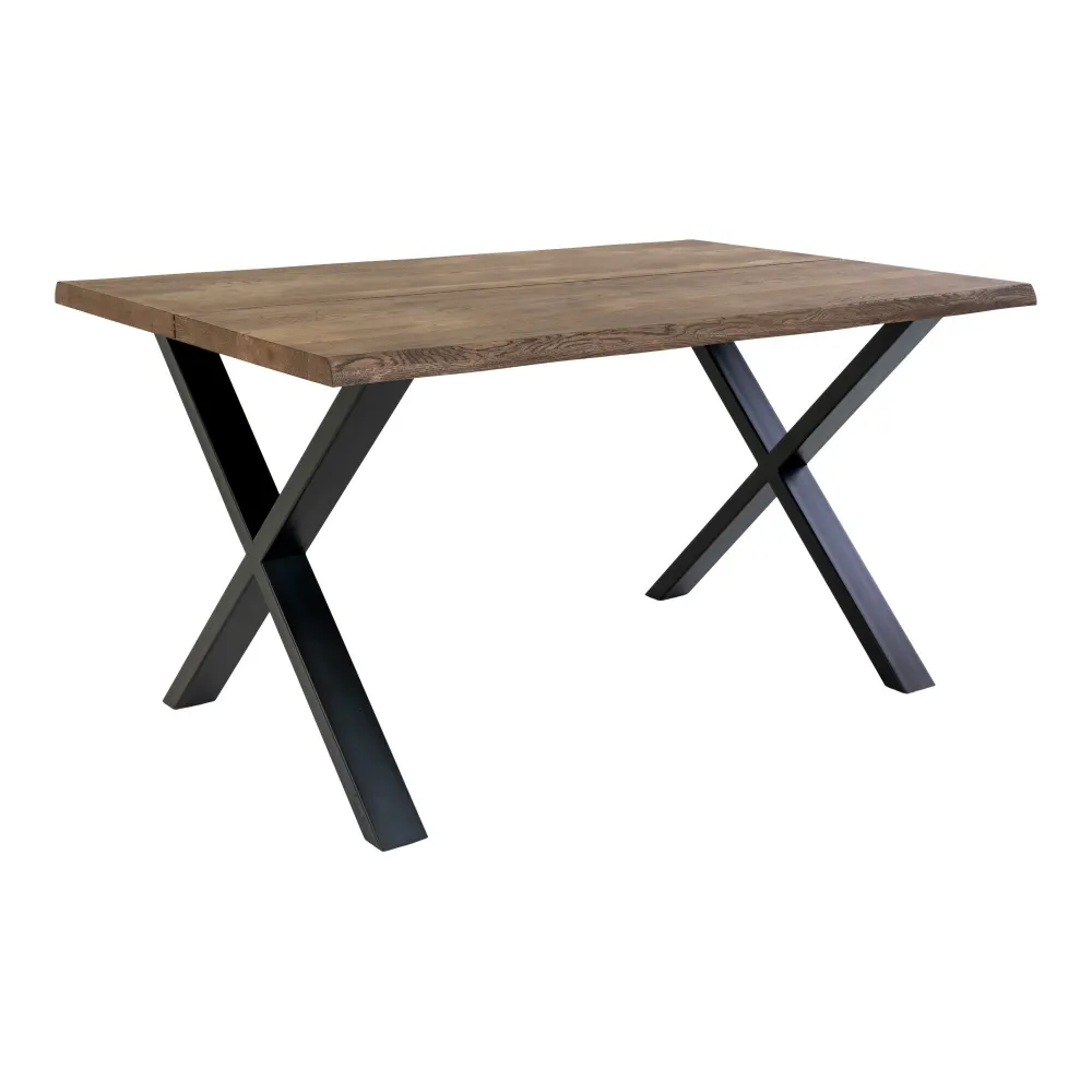 Toulon Masa de dining cu margine ondulata, stejar, smoked 95x140x75 cm