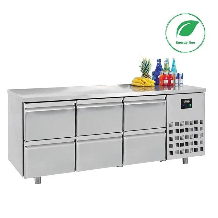 Masa refrigerare inox cu 6 sertare ENERGY Line, Temp. -2/+8 °C