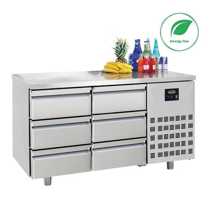 Masa refrigerare inox cu 6 sertare ENERGY Line, Temp. -2/+8 °C