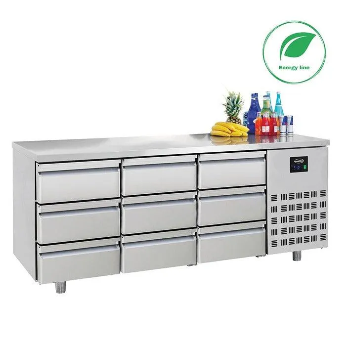 Masa refrigerare inox cu 9 sertare ENERGY Line, Temp. -2/+8 °C