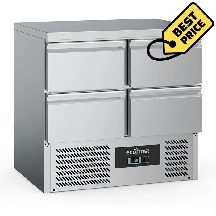 Masa refrigerata inox cu 4 sertare, Temp. +2 / +8 °C, agregar inferior