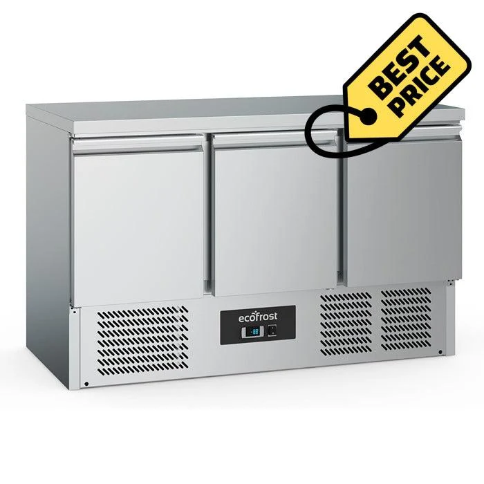 Masa refrigerata inox cu 3 usie, temp. +2 / +8 °C, agregat inferior