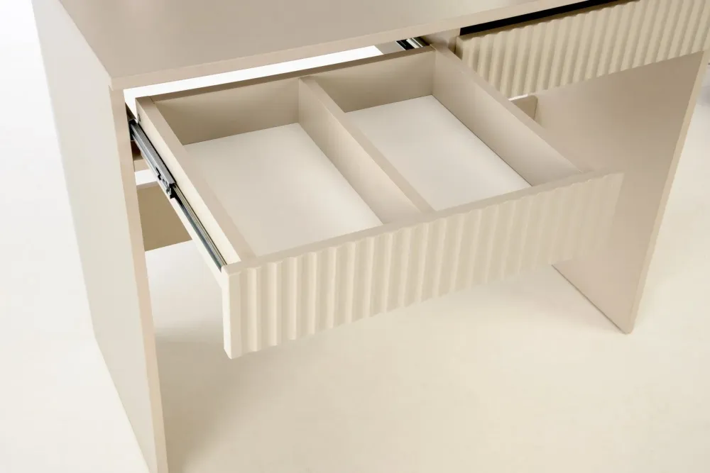 Masa de toaleta HOLLYWOOD 2, casmir, PAL laminat, cu oglinda si iluminare LED, 94x43x140 cm