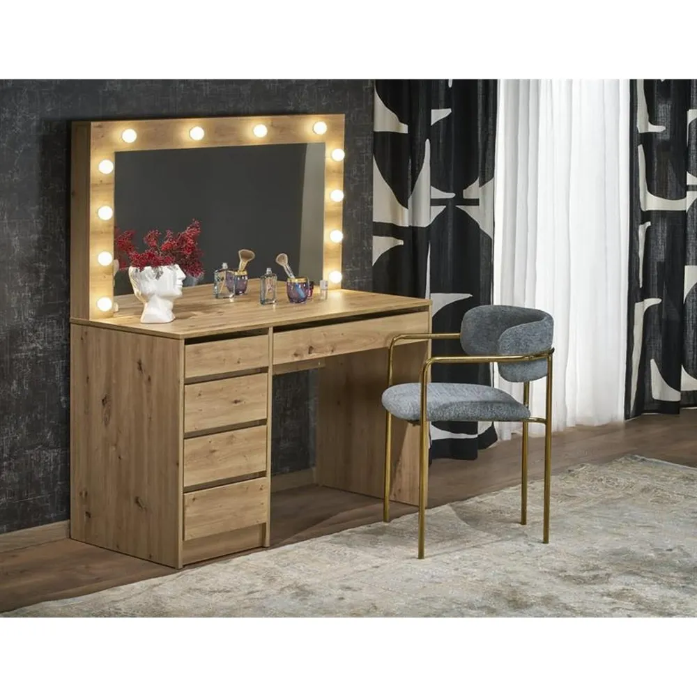 Masa de toaleta HOLLYWOOD XL, stejar, PAL laminat, 120x55x140 cm