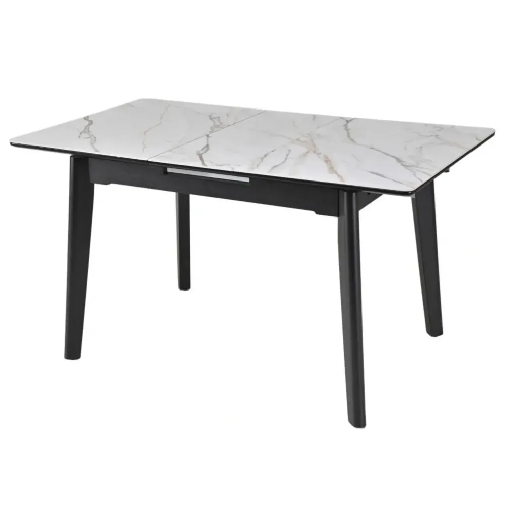 Masa extensibila Elementis OSTEN - Efect de marmura - 140/180x80x76 cm - Alb/Negru