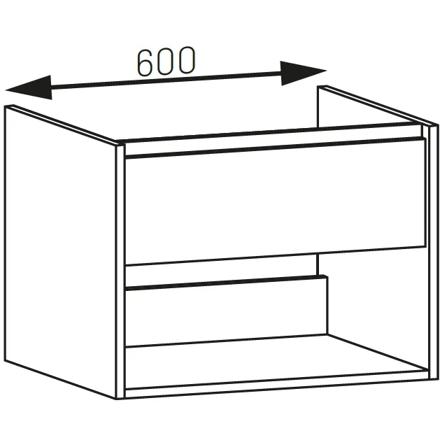 Arthema Modulo Set masca lavoar baie cu blat si sertar, 60x46xH44 cm, finisaj stejar/alb