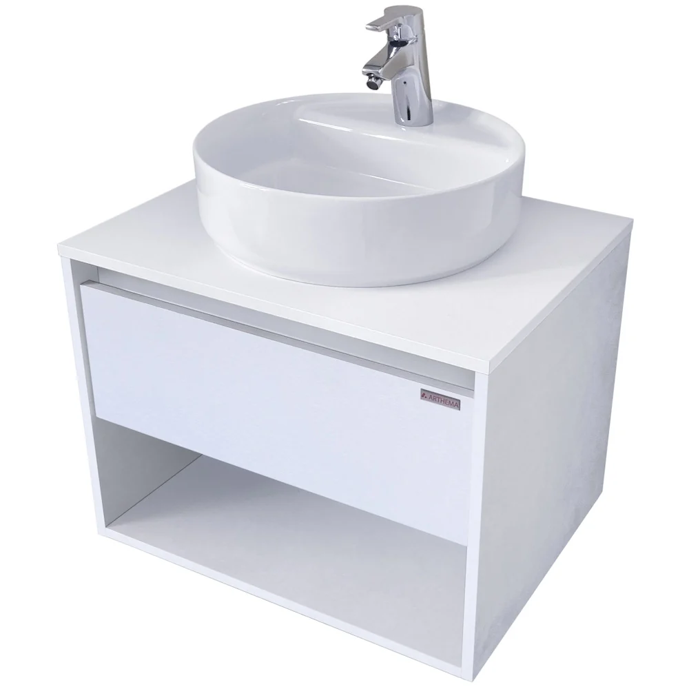 Arthema Modulo Set masca lavoar baie cu blat si sertar, 75x46xH44 cm, finisaj alb