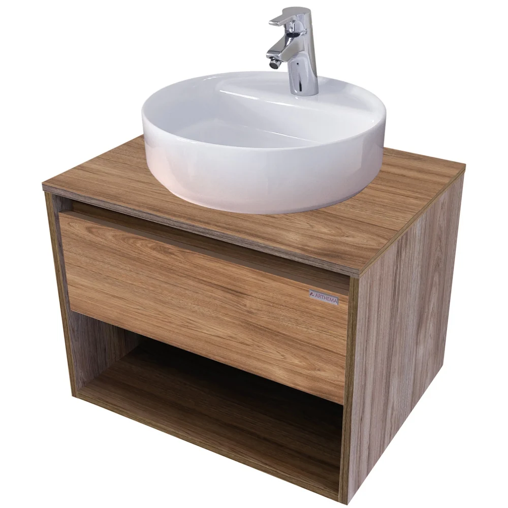 Arthema Modulo Set masca lavoar baie cu blat si sertar, 75x46xH44 cm, finisaj stejar