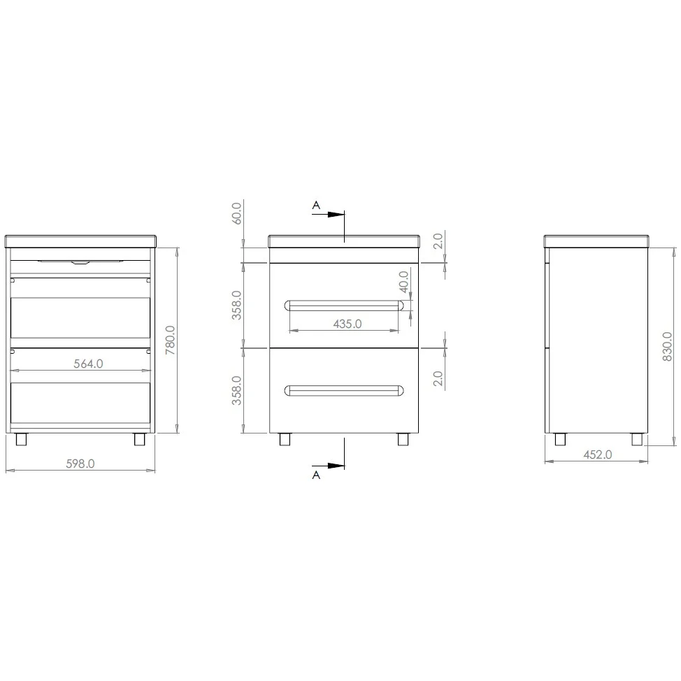 Belform Atlantis Masca lavoar baie suspendata cu 2 sertare 60x48xH78 cm, gri inchis (grey cobalt)