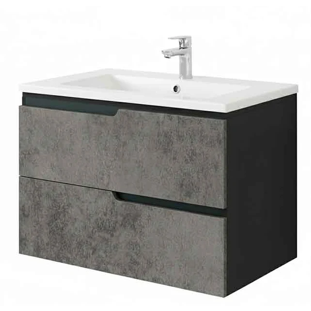 Fluminia Bari Masca lavoar baie suspendata 80x46xH51 cm, Gri inchis (urban grey)
