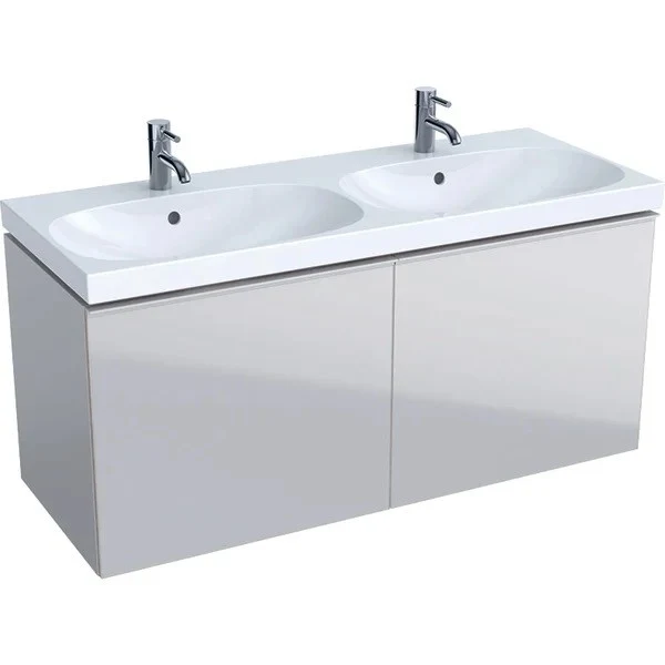 Geberit Acanto Masca lavoar baie dubla cu 2 sertare sticla gri 120x48 cm, corp gri mat
