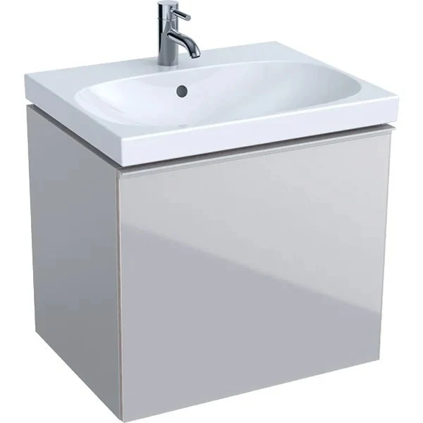 Geberit Acanto Masca lavoar baie cu sertar sticla gri 60x48 cm, corp gri mat
