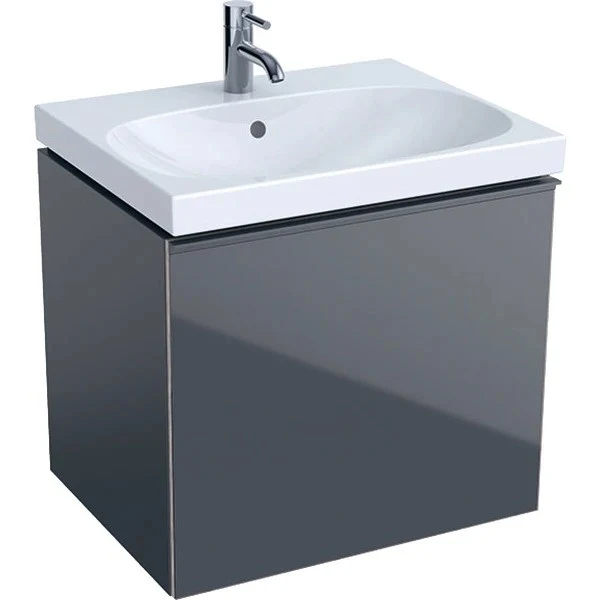 Geberit Acanto Masca lavoar baie cu sertar sticla antracit 60x48 cm, corp antracit mat (lava)